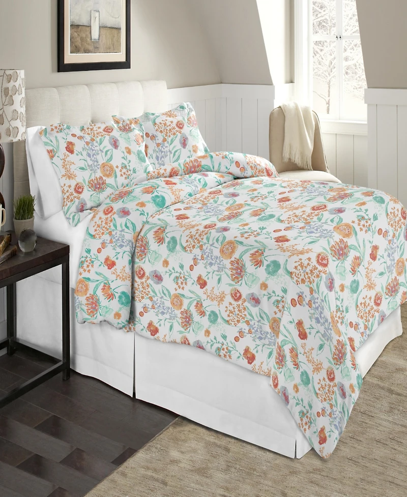 Celeste Home Luxury Weight Printed Cotton Flannel Duvet Cover Set, King/California King