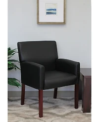 Boss Office Products Boss Mahogany Box Arm Guest Chair