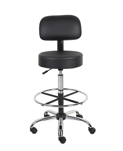 Boss Office Products Caressoft Medical/Drafting Stool W/ Back Cushion