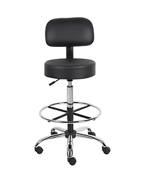 Boss Office Products Caressoft Medical/Drafting Stool W/ Back Cushion