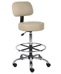 Boss Office Products Caressoft Medical/Drafting Stool W/ Back Cushion