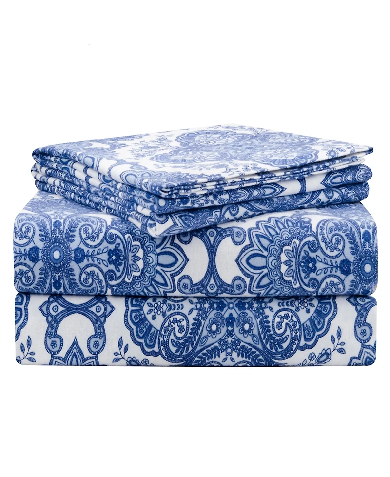 Pointehaven Alpine Blue Luxury Weight Flannel Sheet Set