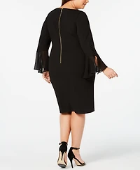 Calvin Klein Plus Size Illusion Bell-Sleeve Dress