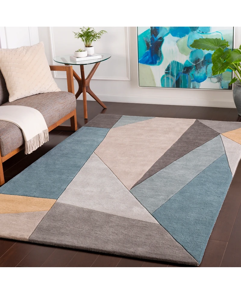 Livabliss Forum Fm-7223 Teal 5' x 8' Area Rug