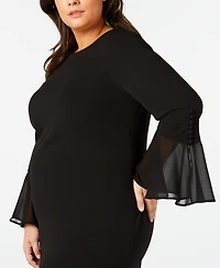 Calvin Klein Plus Size Illusion Bell-Sleeve Dress