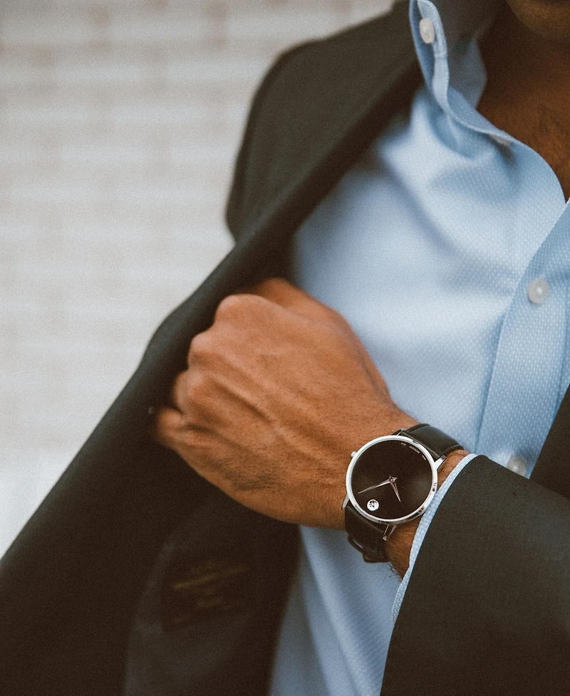 Movado Men's Swiss Museum Classic Black Leather Strap Watch 40mm