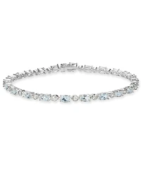 Blue Topaz (8 ct. t.w.) & White (7/8 Tennis Bracelet Sterling Silver (Also Available Aquamarine, Peridot and Opal)