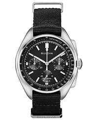 Bulova Men's Chronograph Lunar Pilot Archive Series Black Polyester Strap Watch 45mm