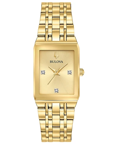 Bulova Women's Futuro Diamond-Accent Gold-Tone Stainless Steel Bracelet Watch 20.5x31.5mm