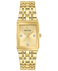 Bulova Women's Futuro Diamond-Accent Gold-Tone Stainless Steel Bracelet Watch 20.5x31.5mm