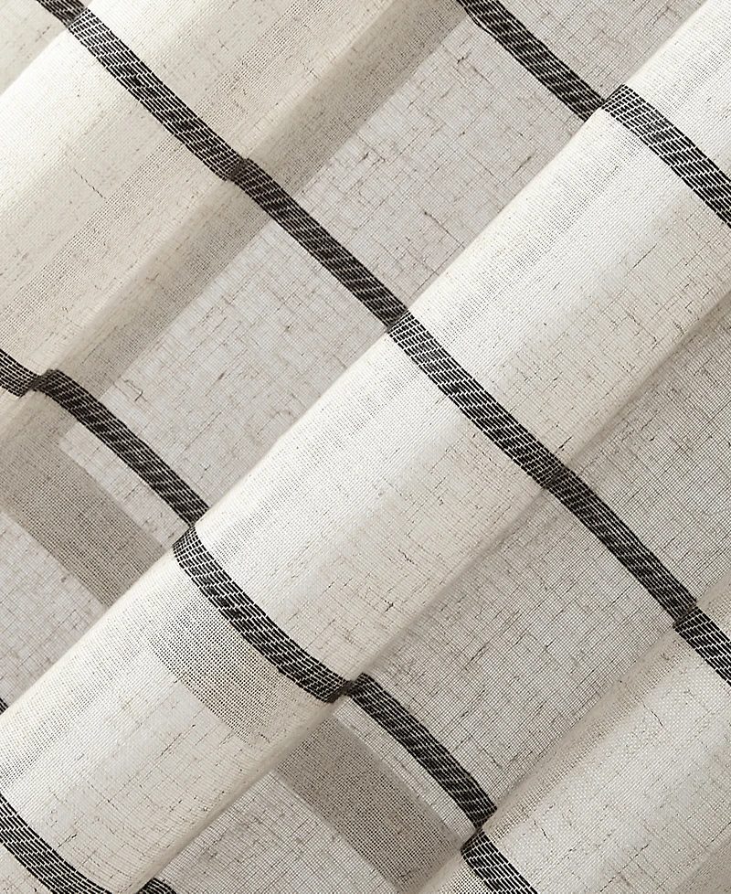 Twill Stripe Anti-Dust Linen Blend Sheer Curtain Panel