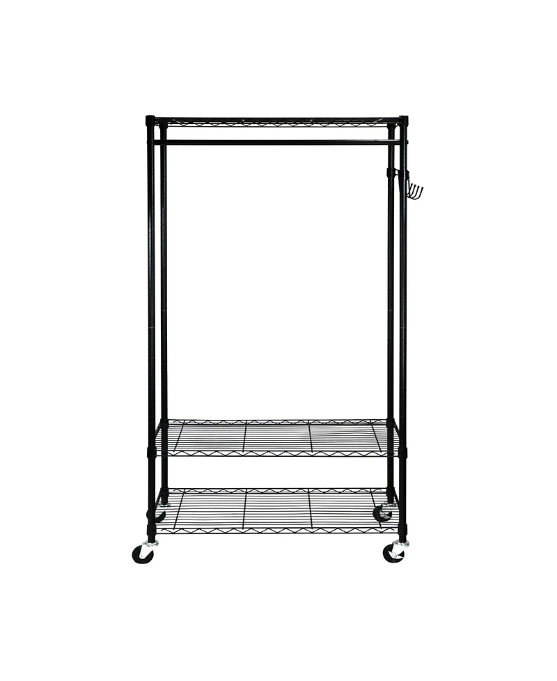 Oceanstar Garment Rack with Adjustable Shelves with Hooks