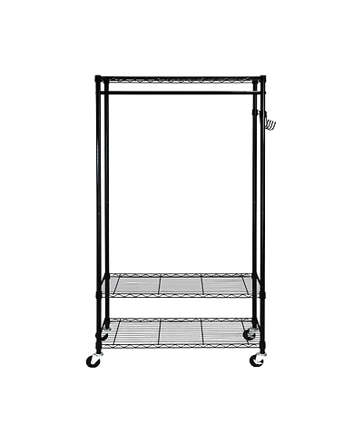 Oceanstar Garment Rack with Adjustable Shelves with Hooks