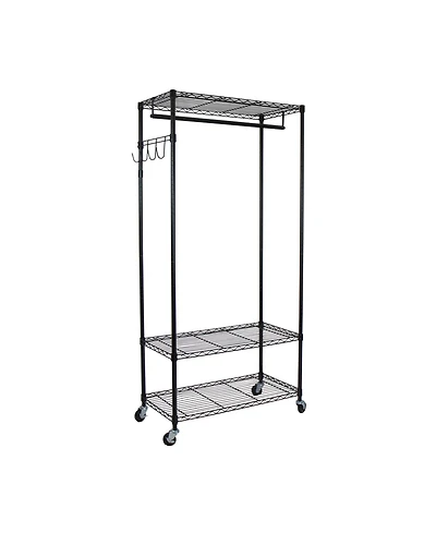 Oceanstar Garment Rack with Adjustable Shelves with Hooks