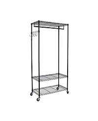Oceanstar Garment Rack with Adjustable Shelves with Hooks