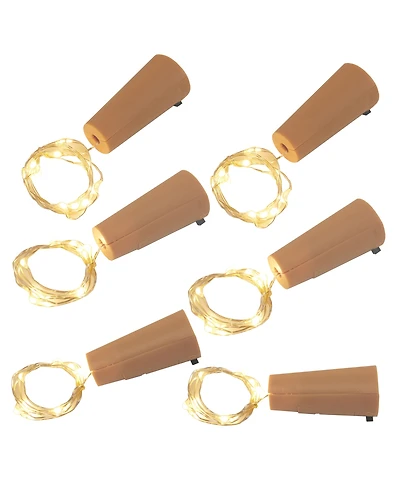 Lumabase Set of 6, 60 White Wine Cork Mini String Lights
