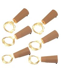 Lumabase Set of 6, 60 White Wine Cork Mini String Lights