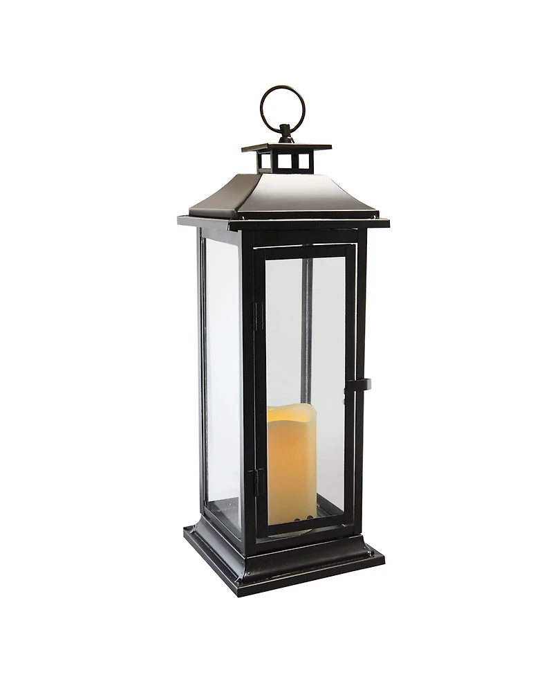 Lumabase Black Traditional Metal Lantern with Led Candle
