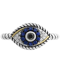 Sapphire (1/5 ct. t.w.) and Diamond (1/6 ct. t.w.) Evil Eye Ring in Sterling Silver & 18k Yellow Gold