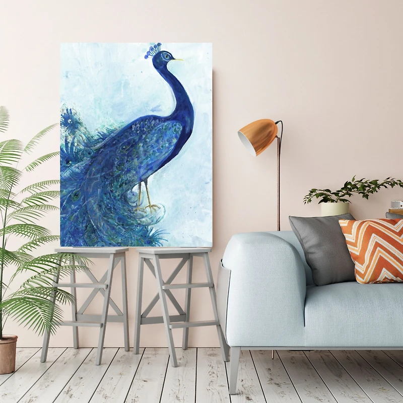 Courtside Market The Blue Peacock Gallery-Wrapped Canvas Wall Art - 16" x 20"