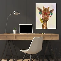 Courtside Market Giraffe and Flower Glasses 3 Gallery-Wrapped Canvas Wall Art - 16" x 20"