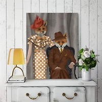 Courtside Market Fox Couple 1930s Gallery-Wrapped Canvas Wall Art - 16" x 20"