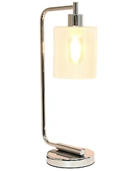 Simple Designs Bronson Antique Style Industrial Iron Lantern Desk Lamp with Glass Shade