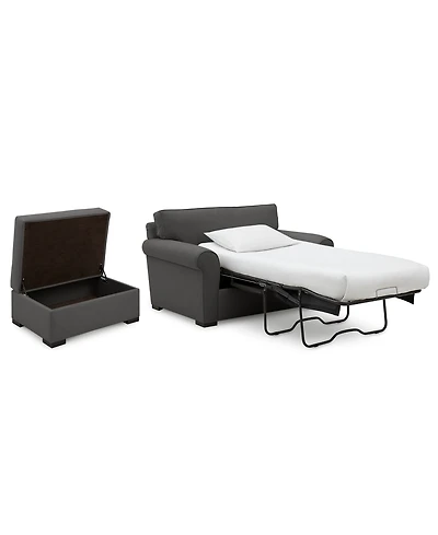 Closeout! Astra 59" Fabric Chair Bed & 36" Storage Ottoman Set, Created for Macy's