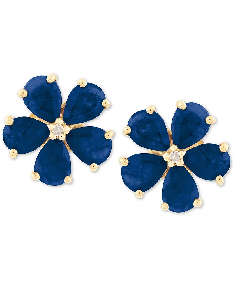 Sapphire (1-3/4 ct. t.w.) & Diamond Accent Stud Earrings 14k Gold (Also Available Emerald Ruby)