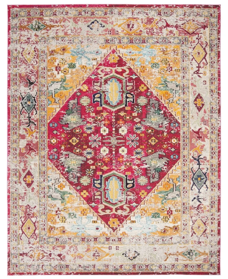 Safavieh Monaco MNC256 Fuchsia and Light Gray 9' x 12' Area Rug