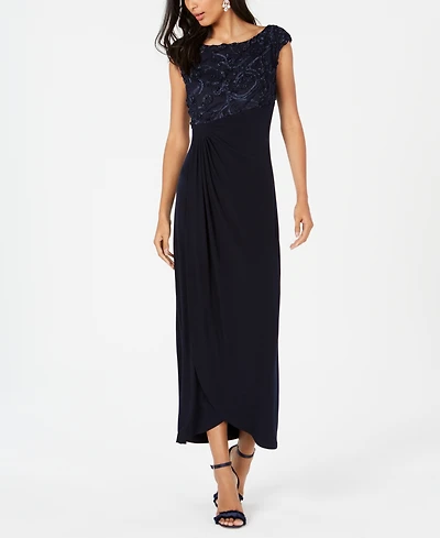 Connected Soutache Faux-Wrap Gown