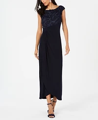 Connected Soutache Faux-Wrap Gown