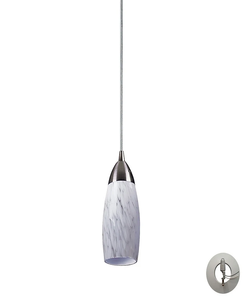 Milan 1 Light Pendant in Satin Nickel and Snow White Glass - Includes Adapter Kit