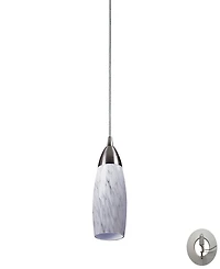Milan 1 Light Pendant in Satin Nickel and Snow White Glass - Includes Adapter Kit