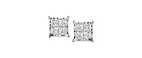 TruMiracle Diamond Princess Cluster Stud Earrings (1 ct. t.w.) 14k White, Yellow or Rose Gold