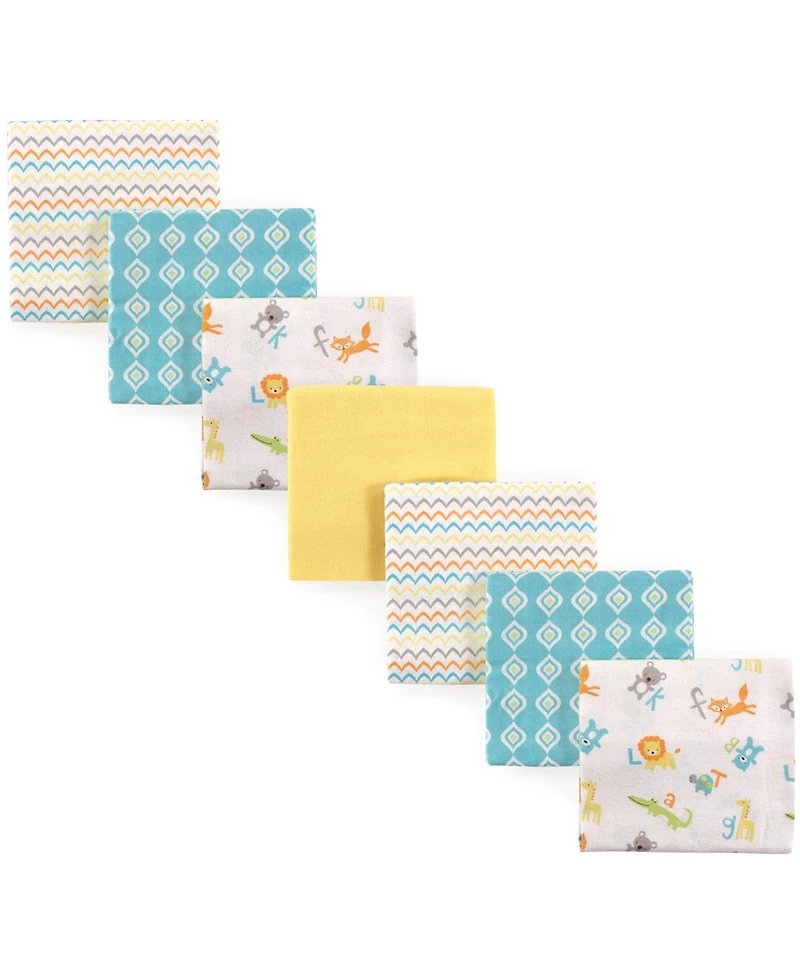 Luvable Friends Unisex Gentle Flannel Receiving Wraps 7-Piece Set