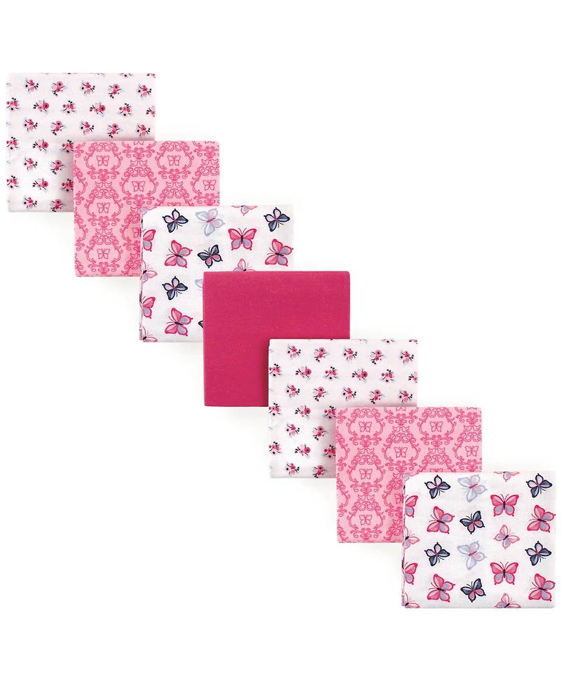 Hudson Baby Girls Seven-Count Cotton Flannel Receiving Blankets