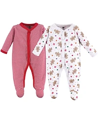 Hudson Baby Baby Girls Hudson Cotton Snap Sleep and Play 2pk, Modern Pink Safari, 0-3 Months