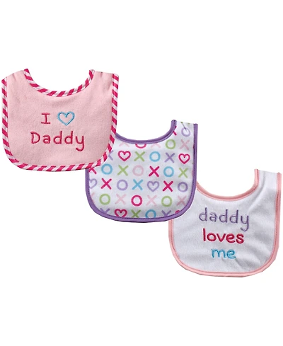 Luvable Friends Girls 3Pk Bibs