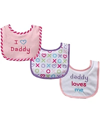 Luvable Friends Girls 3Pk Bibs