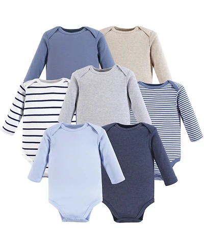 Hudson Baby Boys Long-Sleeve Cotton Bodysuit Collection 7-Piece Set
