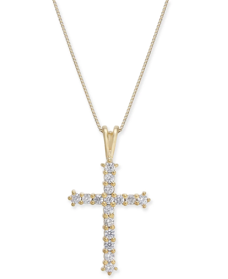 Diamond Cross 18" Pendant Necklace (1/2 ct. t.w.) in 14k Gold