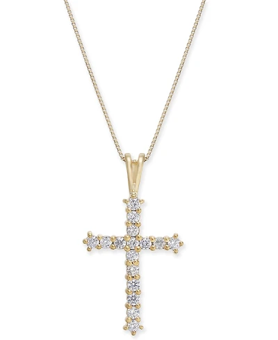 Diamond Cross 18" Pendant Necklace (1/2 ct. t.w.) in 14k Gold