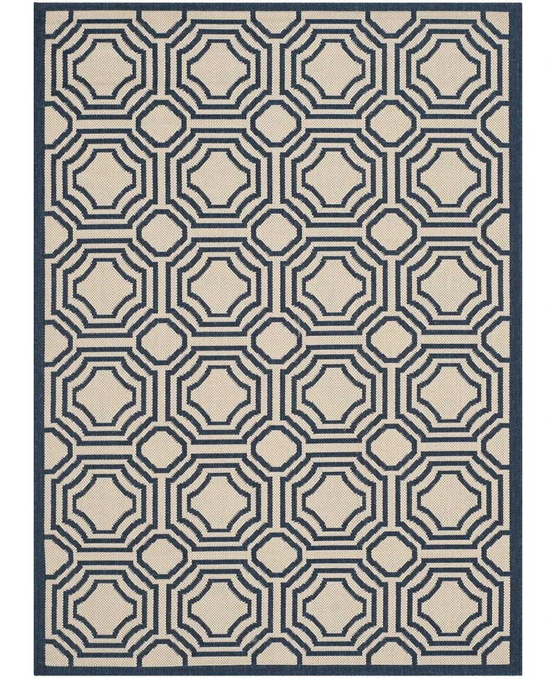 Safavieh Courtyard CY6112 Beige and Navy 5'3" x 7'7" Outdoor Area Rug