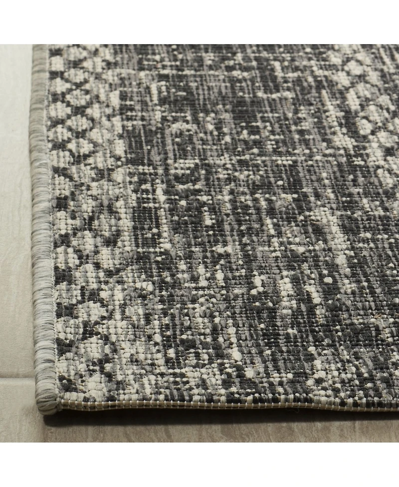 Safavieh Courtyard CY8736 Light Gray and Black 5'3" x 7'7" Sisal Weave Outdoor Area Rug