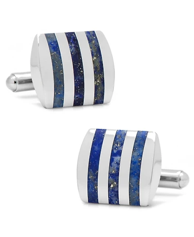 Stainless Steel Striped Lapis Cufflinks