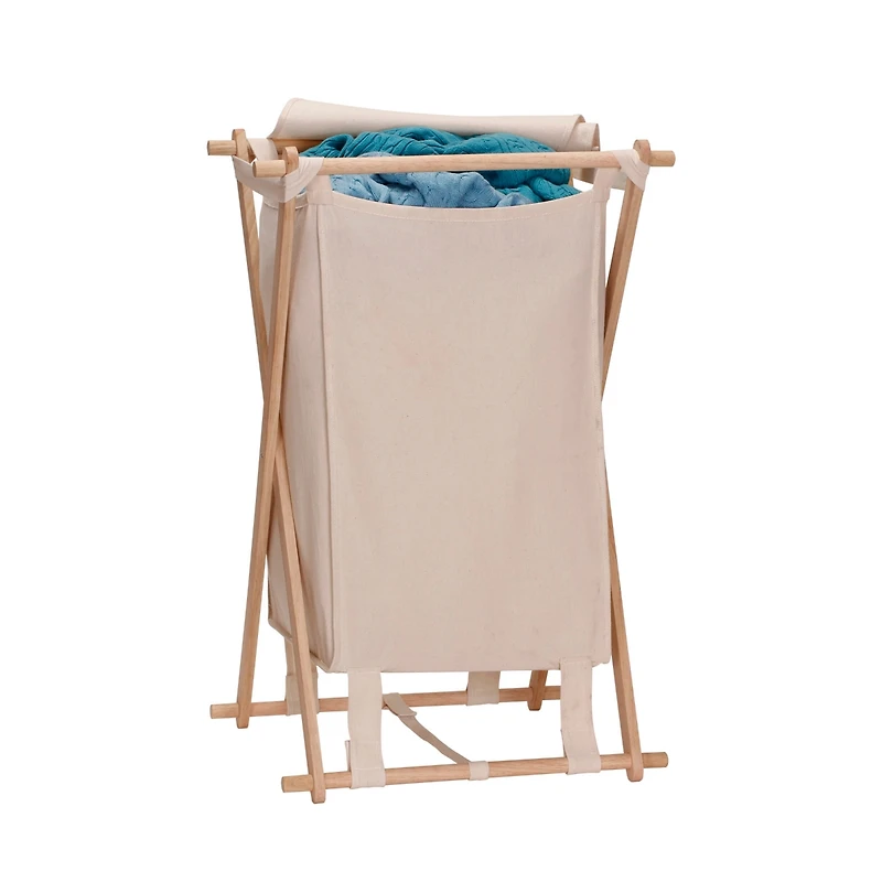 Household Essentials Collapsible Wood X-Frame Laundry Hamper