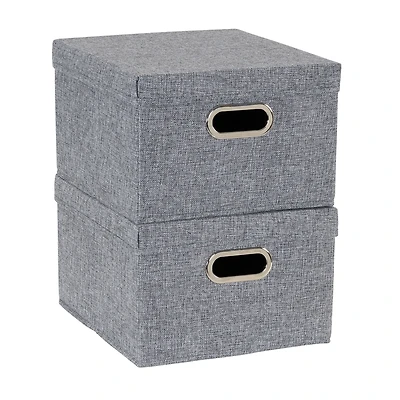 Household Essentials Storage Bins with Lids and Chromed Grommet Handles