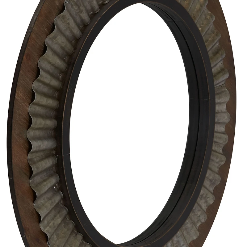 Household Essentials Wood Framed Sunburst Metal Mirror