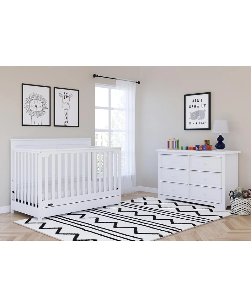 Graco Hadley 5-in-1 Convertible Crib with Drawer (White) –Crib Combo